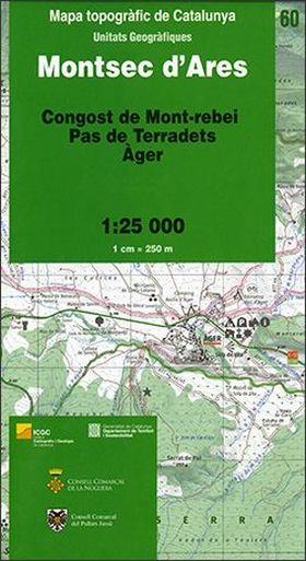 Mapa topogràfic de Catalunya 1:25 000. Unitats Geogràfiques - 60 - Montsec d'Ar