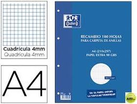 RECAMBIO 4º 4MM 4 TALADROS CUARTO/A5 OXFORD (PAPELERIA)