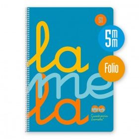 CUADERNO ESPIRAL Fº/A4 5MM PP FLUOR AZUL LAMELA LIBRETA FOLIO