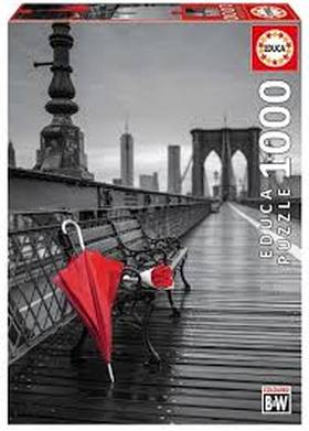 1000 PARAGUAS ROJO, COLOUR B&W PUZZLE EDUCA PUZZLES PIEZAS