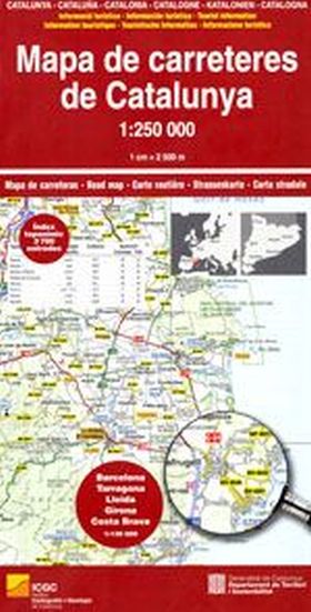 Mapa de carreteres de Catalunya 1:250 000. Barcelona, Tarragona, Lleida, Girona