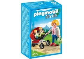 5573 MAMÁ CON CARRITO DE GEMELOS PLAYMOBIL