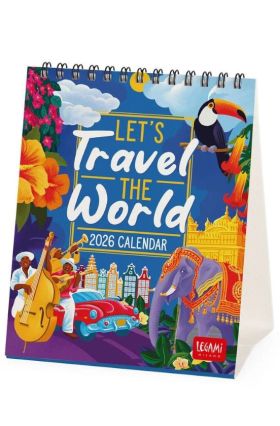 DESK CALENDAR - 2026 DESK CALENDAR - LETS TRAVEL THE WORLD - 12X14, LEGAMI
