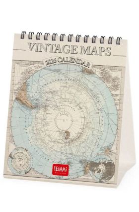 DESK CALENDAR - 2026 DESK CALENDAR - VINTAGE MAPS - 12X14,5 - MAPS LEGAMI