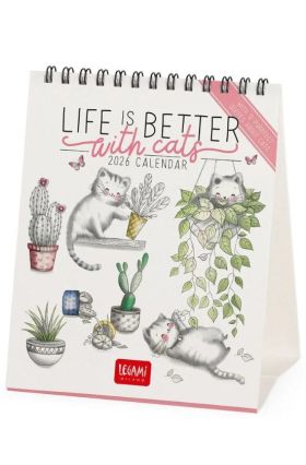 DESK CALENDAR - 2026 DESK CALENDAR - SKETCHY CATS - 12X14,5 - CATS LEGAMI
