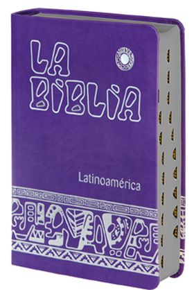 LA BIBLIA LATINOAMÉRICA [LETRA GRANDE] SIMIL-PIEL MORADA, CANTO PLATEADO, CON UÑ