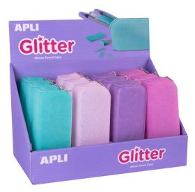 ESTUCHE SILICONA GLITTER APLI