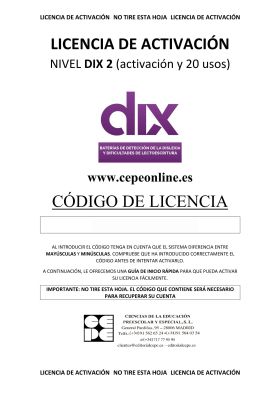 DIX 2. Licencia On Line (20 usos)