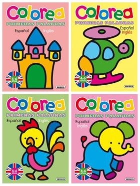 Colorea primeras palabras. Español - inglés (4 títulos)