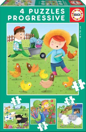 PUZZLE PROGRESIVO ANIMALES GRANJA 6+9+12+