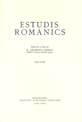 Estudis Romànics. Volum 18 (1981-1983)