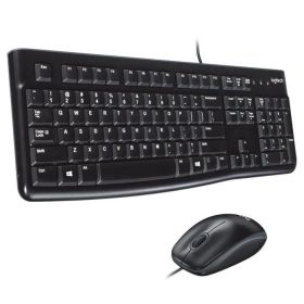 SET TECLADO + RATON LOGITECH MK120 USB CON CABLE NEGRO.