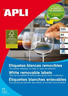 ETIQUETAS APLI 38 X 21.2 REMOVIBLES CAJA 100 A4