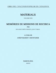 Memòries de missions de recerca. Volum XVII