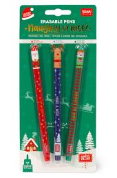 SET 3 BORRABLES NAVIDAD GEL PENS - SANTA CLAUS + RENO + ELFO