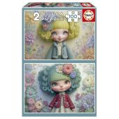 PUZZLE 2X100 CHICAS FLORALES FSC EDUCA
