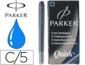 (5) CARTUCHOS LARGOS AZUL REAL TINTA PARKER - NEWELL
