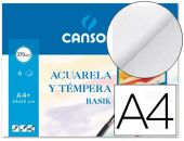 (6) LAMINAS A4+ ACUARELA BASIK 370 GRAMOS GUARRO - CANSON