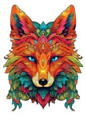 ANIMAL WOOD PUZZEL FOX AQUAMARINE