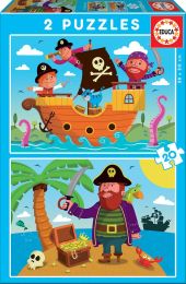 2 PUZZLES PIEZAS X20 PIEZAS PIRATAS EDUCA PUZZLES PIEZAS