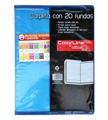 CARPETA 20 FUNDAS COLORLINE RIBETE TELA OFFICE BOX